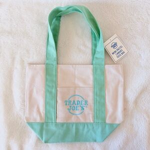 Trader Joe's Mini Pastel Canvas Tote Bag - Green - Easter - Spring - Viral